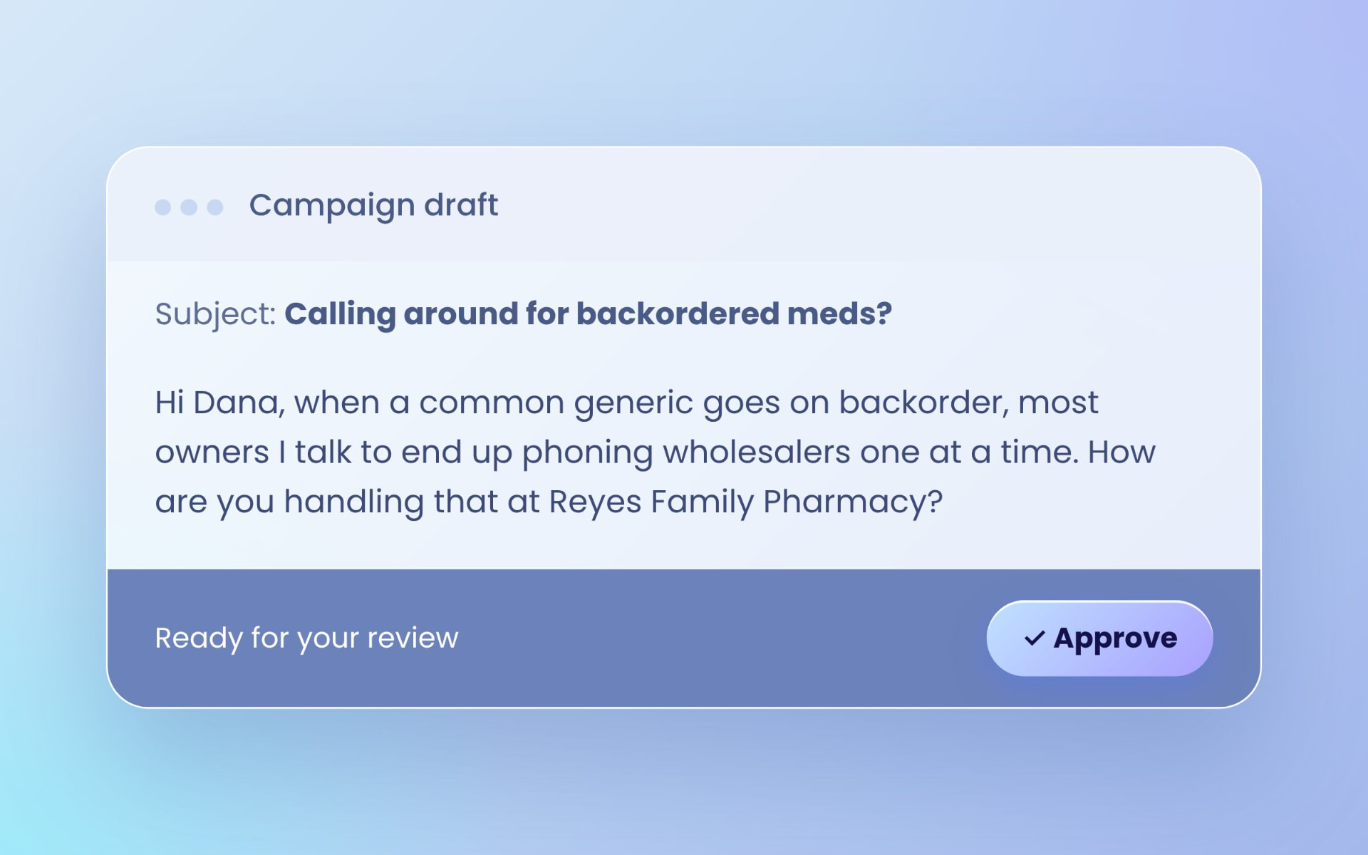 A human-written plain-text outreach campaign draft ready for approval